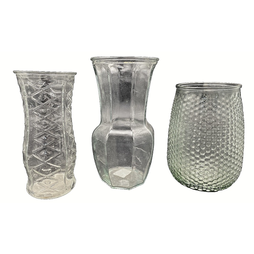 Flower Vase Glass Lot‎ 3 Vintage Vases EC Marked & Stamped $100+ Value